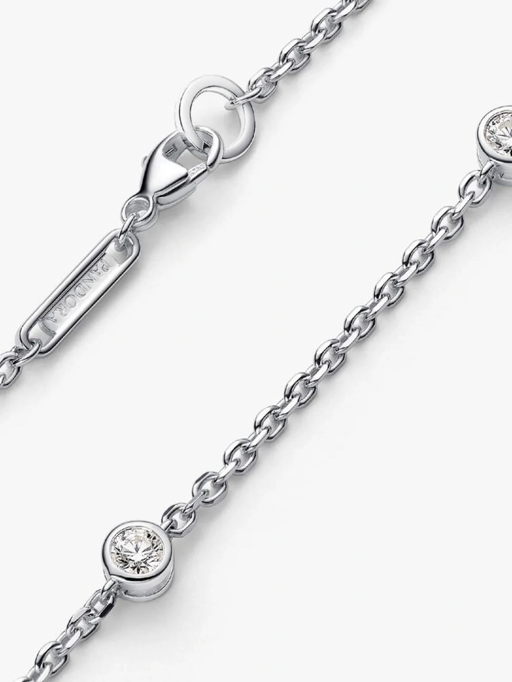 Pandora Era Bezel Sterling Silver Lab-grown Diamond Station Chain Bracelet
